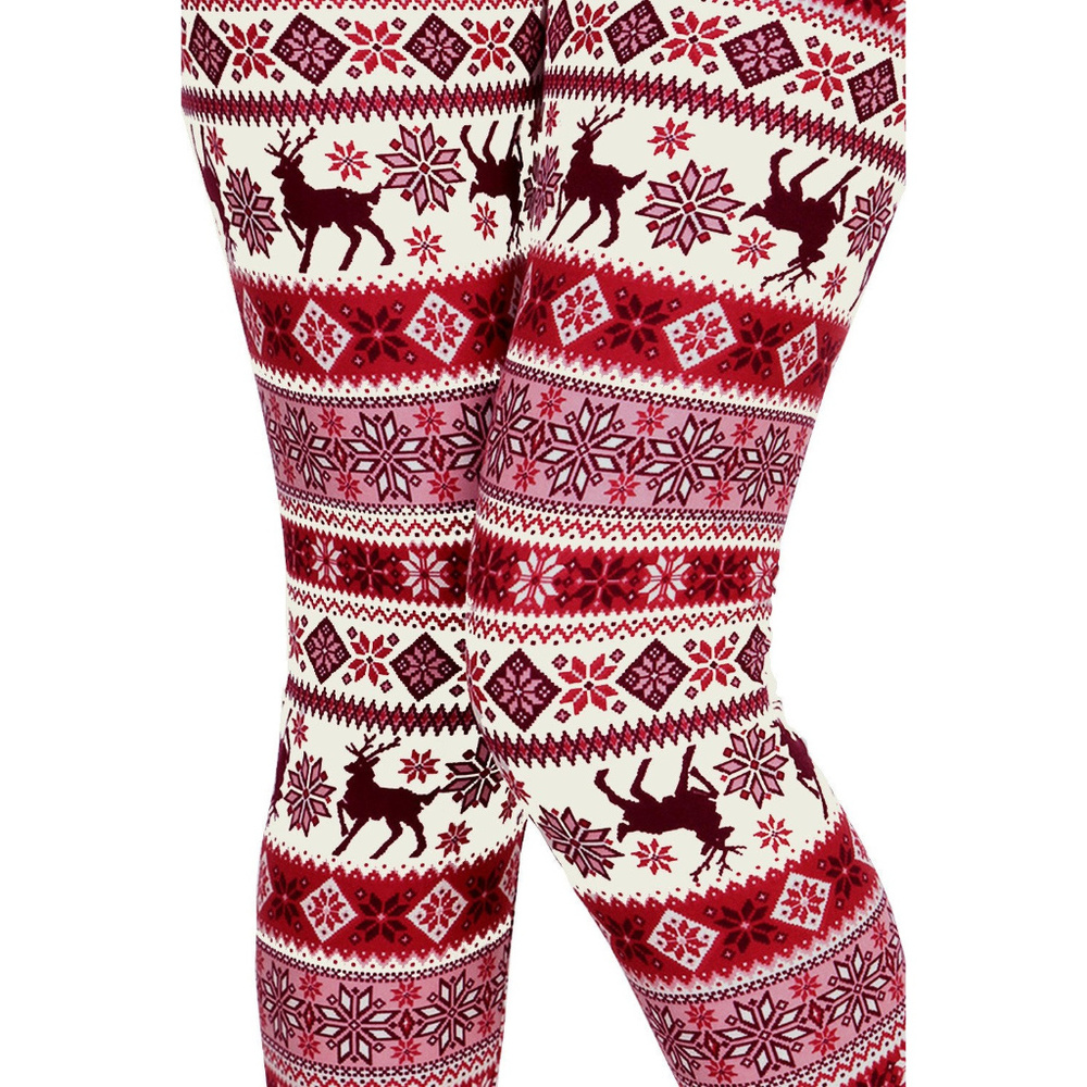 Printed Brushed Leggings- Santas Reindeer